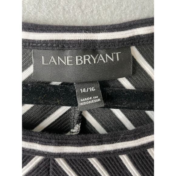 Lane Bryant Black white stripe cold shoulder mini dress Women's 14/16 - Picture 5 of 10